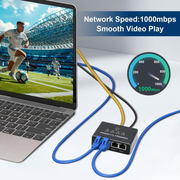 Conmutador Ethernet de 4 puertos, divisor RJ45 de 1000 Mbps, conmutador de red RJ45 dual para ordenador, concentrador, conmutador, enrutador, etc.