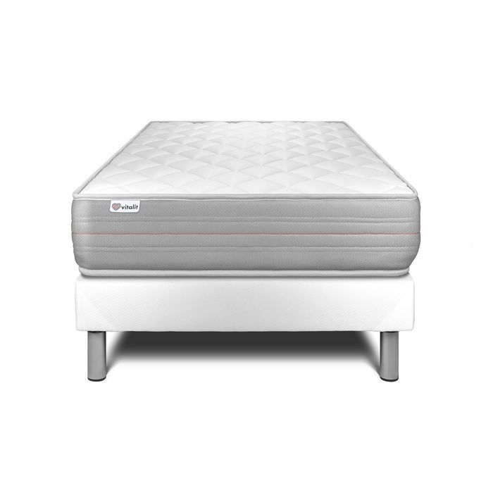 Conjunto de colchón y base de cama de 90x190 cm - Base de cama blanca (premontada) - Vitalmemo