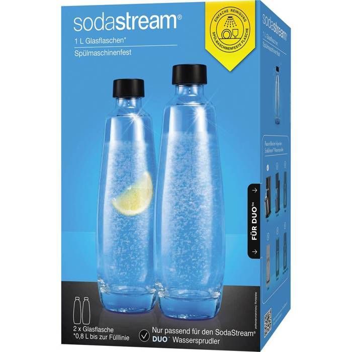 Bouteilles en verre - SodaStream - DUO - Lot de 2 - 1L - Compatibles lave vaisselle