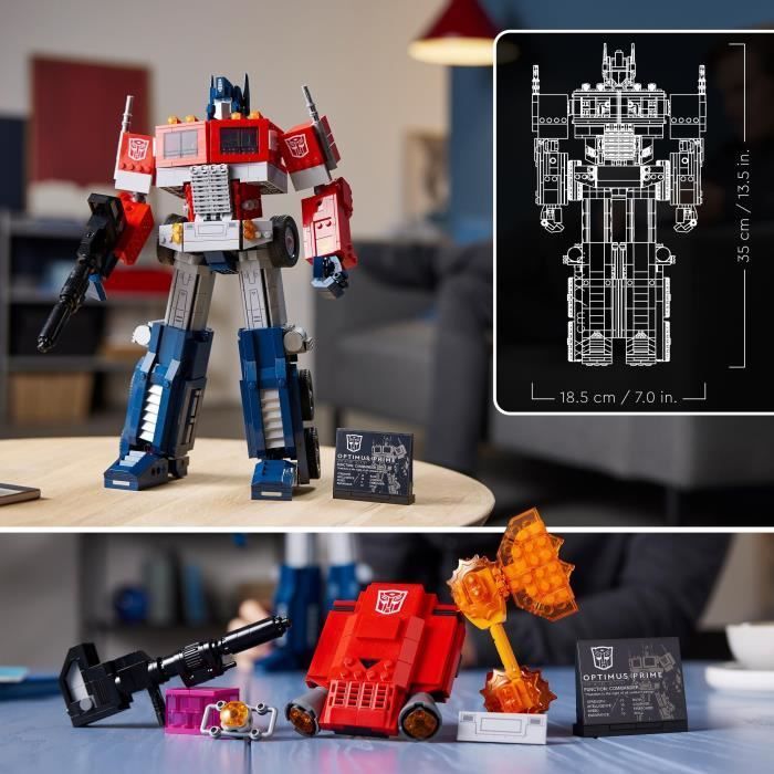 LEGO® Icons™ 10302 Transformers Optimus Prime, Minifigure Robot Autobot, Kit modello camion, Adulto
