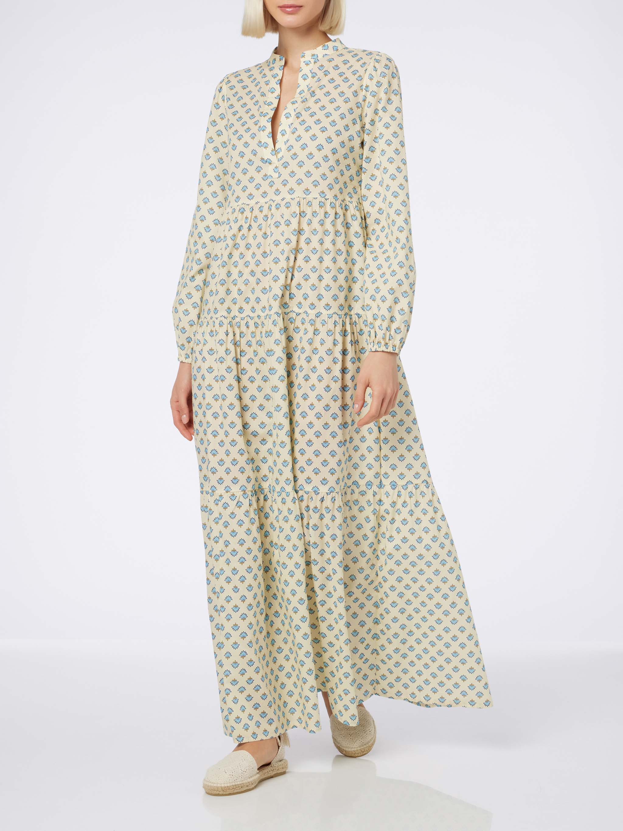 Lange Nadja-jurk voor dames van katoenen voile.