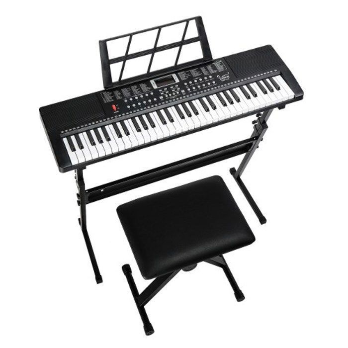 PIANO - ALIGHTUP - Teclado de 61 teclas con soporte en Z + banqueta, pantalla LED, 3 modos de enseñanza para principiantes