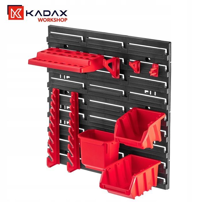 KADAX Wall-Mounted Storage Boxes, Stackable Plastic Boxes for Organizing Your Tools (Pack of 20: Red, 195 x 120 mm)