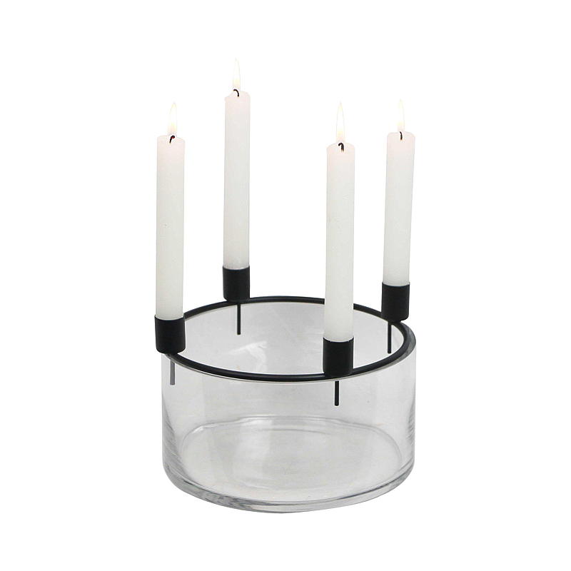 Corona de Adviento para el hogar, ø 17 cm, cristal/metal