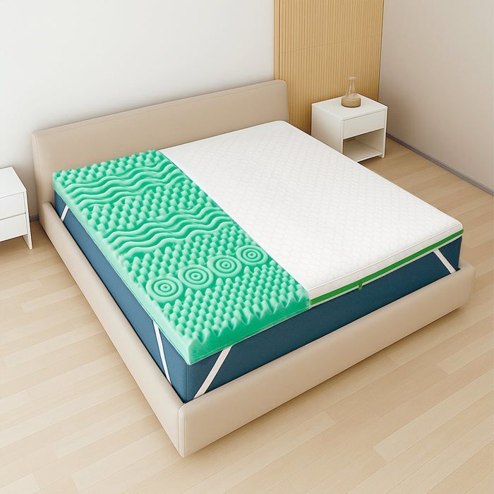 Protetor de colchão White Stone 80x190 cm Espuma viscoelástica Breeze 9 Zonas | 5 cm | Tecido Polar Antialérgico e Refrescante