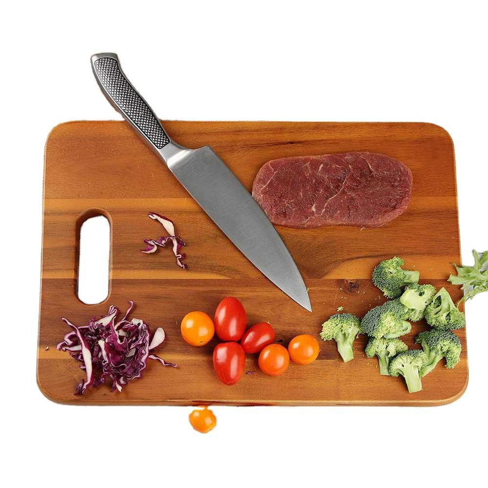 Tablas de cortar de madera de acacia con mango para cocina, juego de 3, ideales para carne, verduras y frutas.