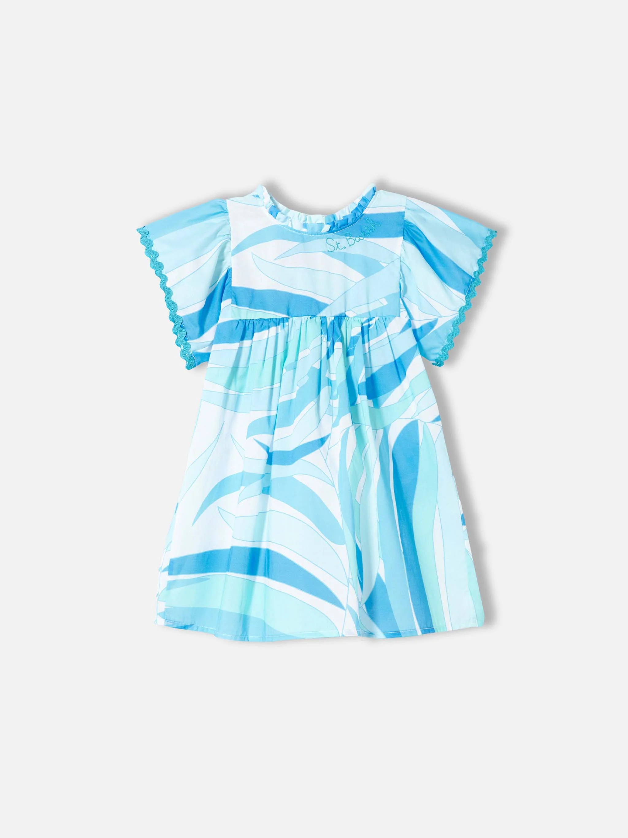 Meisjesjurk met blauwe palmprint