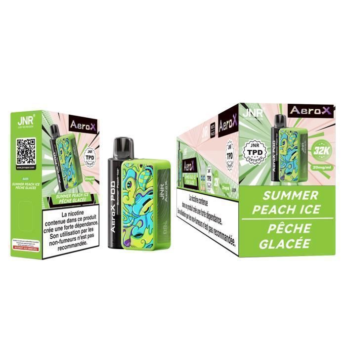 JNR - Summer Peach Ice 32000 puffs Recarregável - AeroX - Iced Peach + 2 E-Líquidos