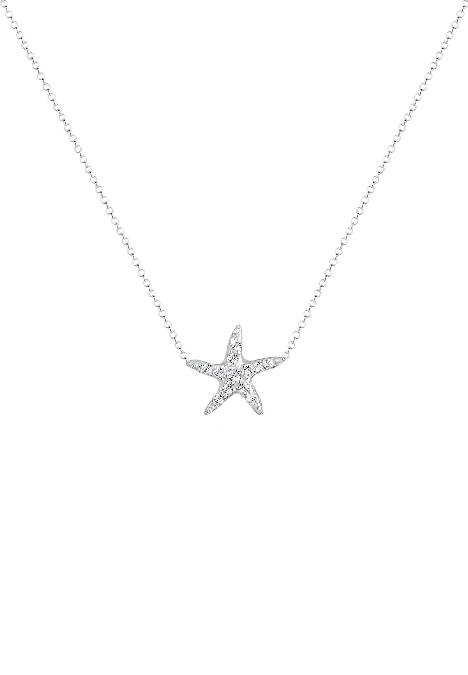 Elli Femmes étoile de mer maritime avec cristaux en argent sterling 925