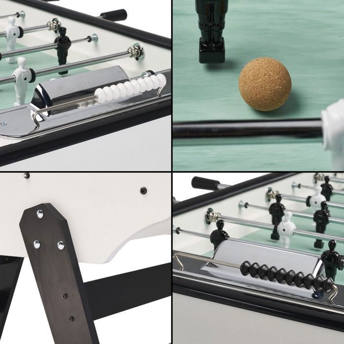 KANGUI Houten Tafelvoetbaltafel voor Volwassenen - Zwart en Wit - Gerflex
