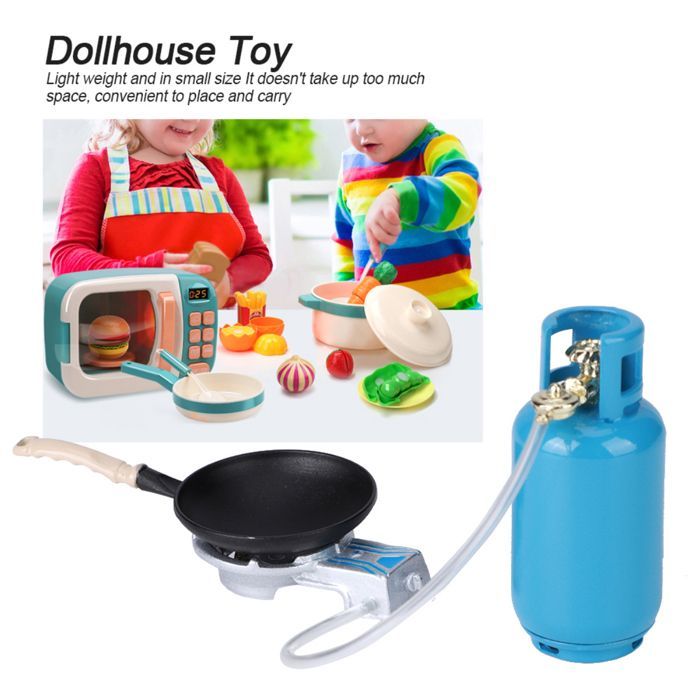 3pcs 1:12 Scale Miniature Dollhouse Simulated Gas Stove Tank Kitchen Utensil Model Kit