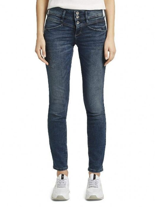 TOM TAILOR Women's Alexa Slim Jeans - Random Bleached Blu - Slim Fit - Standard Waist