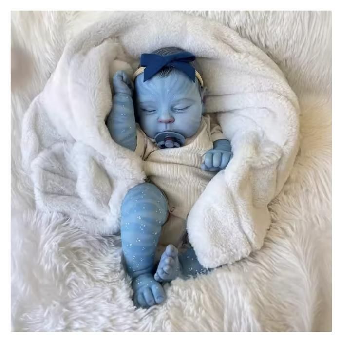 Bebé Reborn Avatar de 49 cm – Muñeca Reborn realista de vinilo de silicona – Bebé articulado durmiendo