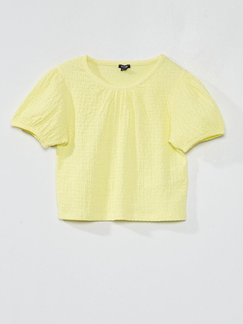 Camiseta de punto lisa con relieve - AMARILLA
