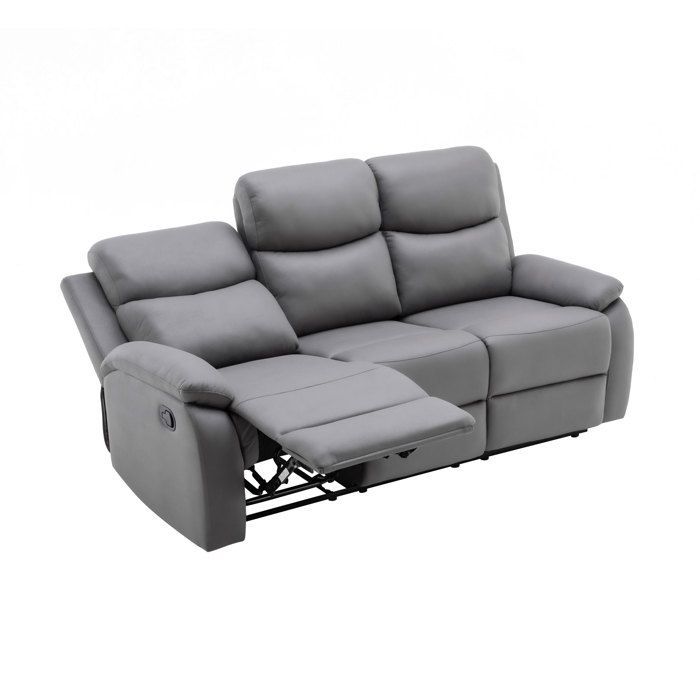 ZOLARA 3+2 Seater Manual Reclining Sofa Set in Light Grey PU Leather -
