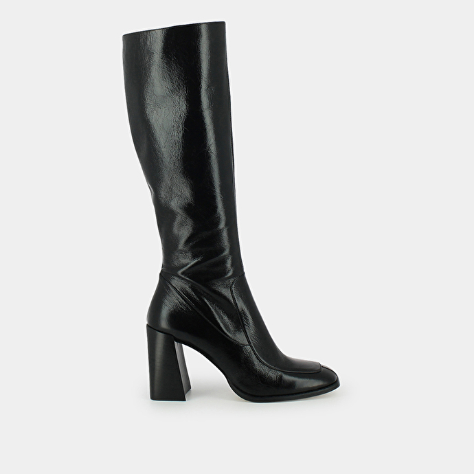 Bottes hautes  en cuir noir