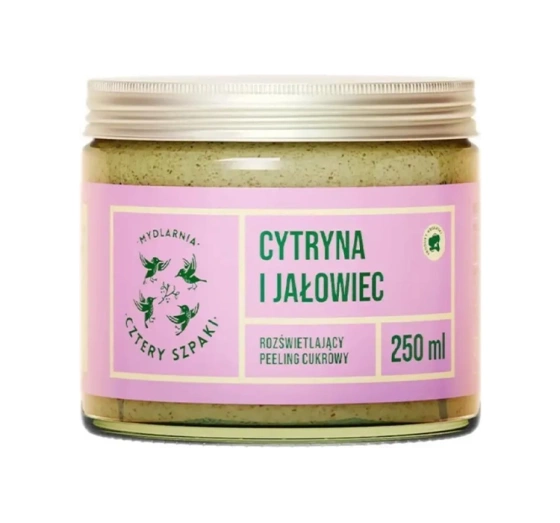 Mydlarnia Cztery Szpaki rozświetlający peeling cukrowy Cytryna i Jałowiec 250ml