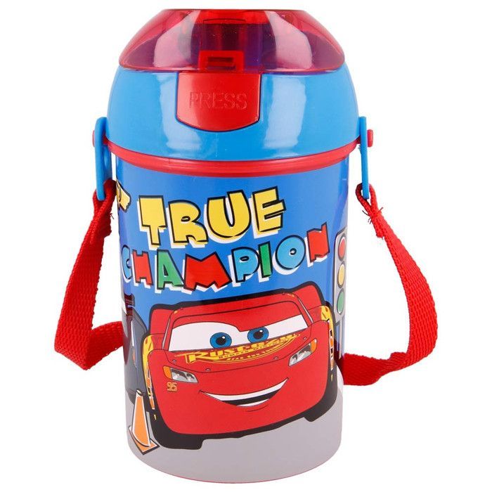 Botella de agua de 450 ml con pajita de Cars Lightning McQueen