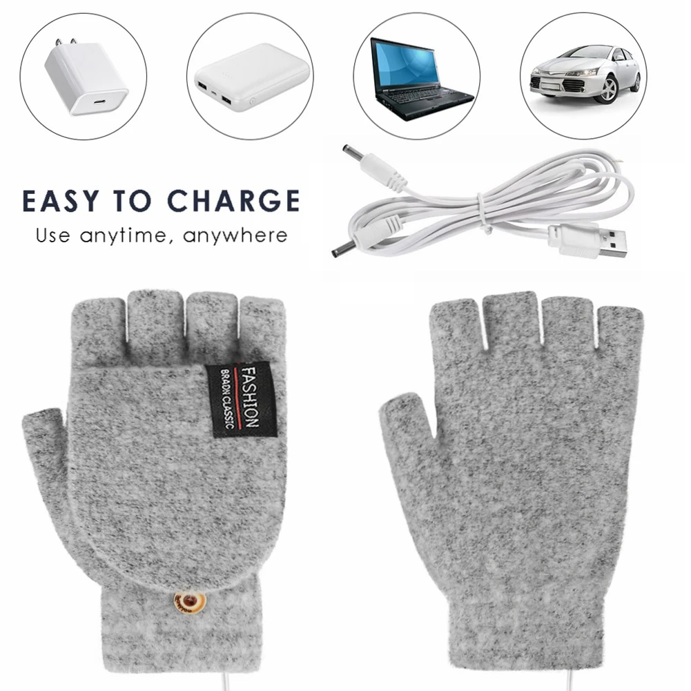 Gants chauffants électriques, mitaines chauffantes rechargeables USB, réutilisables, pour l'hiver, chauffent l'ordinateur portable et sont parfaits pour le sport et le ski.