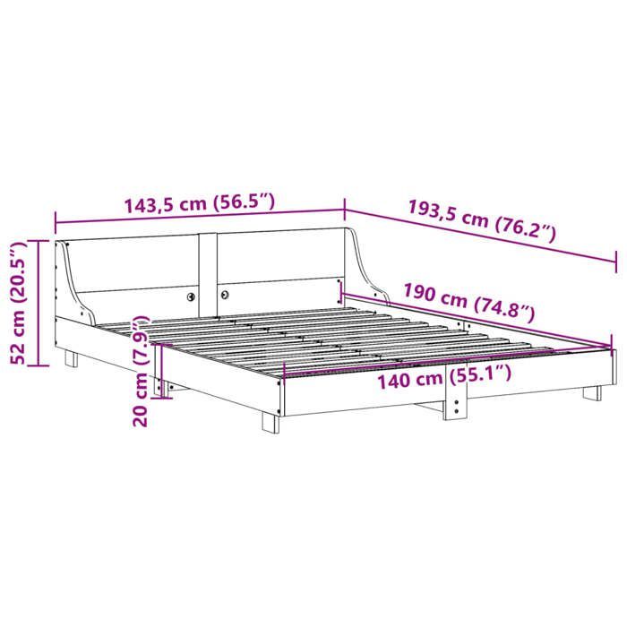 vidaXL Cadre de lit avec tête de lit 140x190 cm bois de pin massif, meuble de chambre, sommier, lit en bois, lit, lit double 850740
