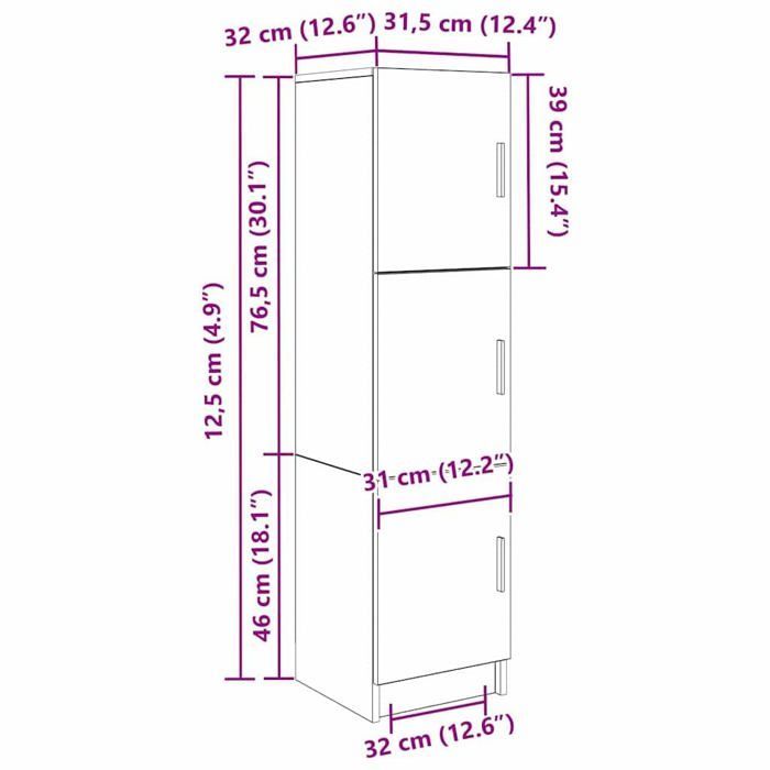 Desk with storage - vidaXL - Handcrafted oak - Engineered wood - 102x50x124 cm - 6 shelves - 2 doors