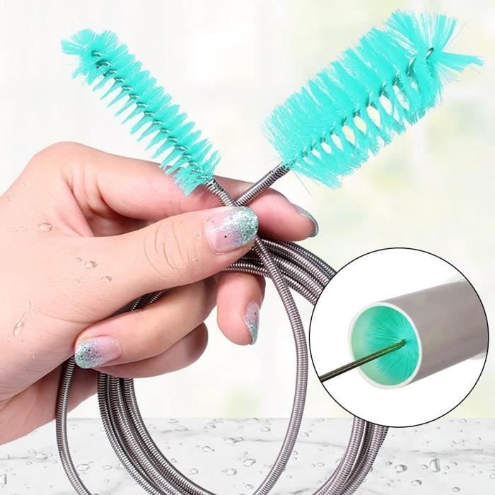 Brosse de nettoyage flexible pour aquarium - Brosse à tuyau double extrémité - 200cm - Bleu