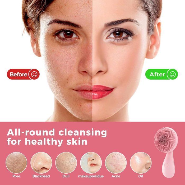 DEMA Electric Facial Cleansing Brush - 2-in-1 Technology - Rotating Magnetic Balls - Sonic Vibrations