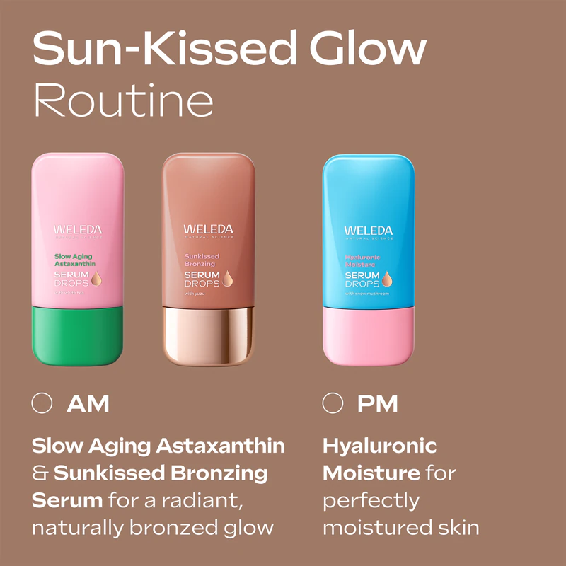 Sérum Facial Hidratante Weleda Serum Drops Sunkissed Bronzing com efeito bronzeado leve