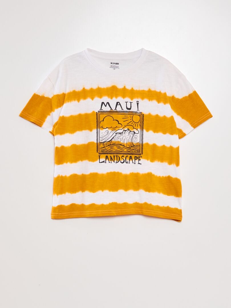Camiseta tie-dye de colores vivos - AMARILLA