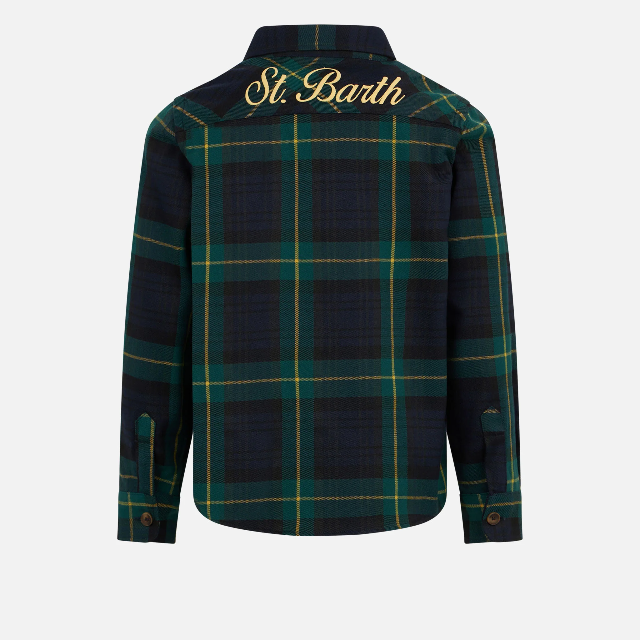 Camisa infantil de lã com estampa xadrez.