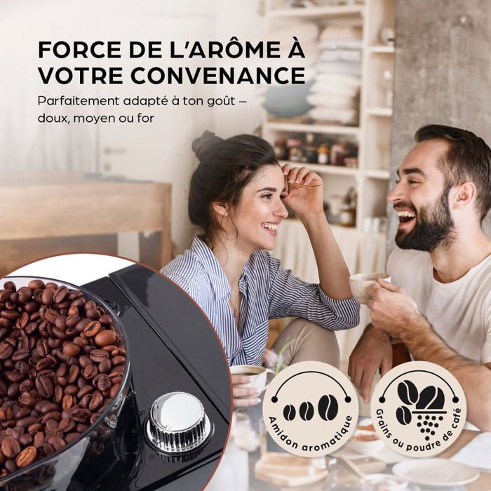 Barista Machine à café filtre Grind avec moulin, écran tactile LED & minuterie - 900W