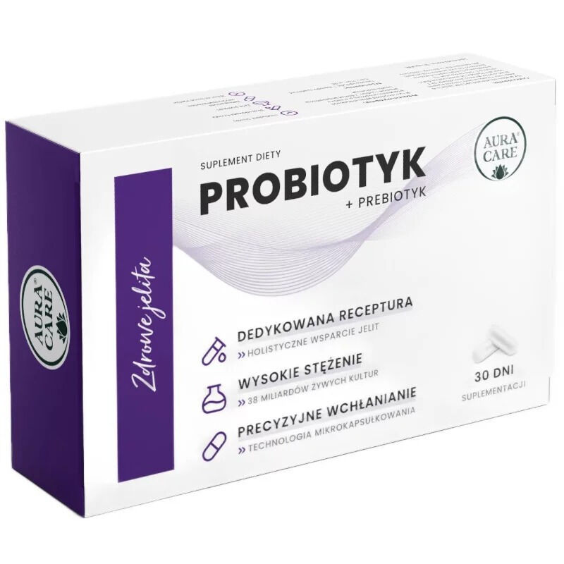 Aura Care Probiotiques et prébiotiques pour un intestin sain 38 milliards d'UFC