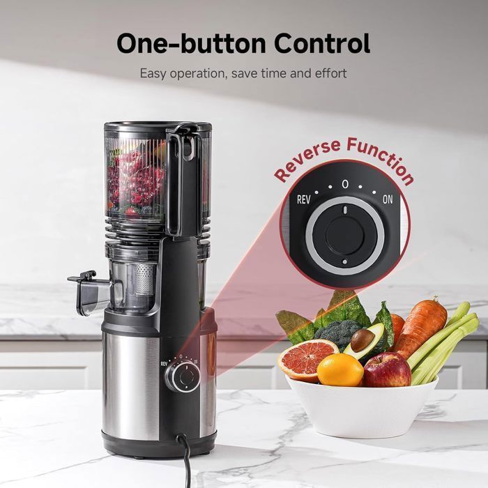 Extracteur de Jus AMZCHEF, Grande Ouverture 150mm, Extracteur de Jus de Fruits et Légumes, Rendement en jus de 99 %, 2L