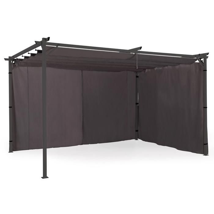 IDMARKET Juego de 2 cortinas para pérgola, de 3 y 4 metros, paneles de pared grises con cremallera.
