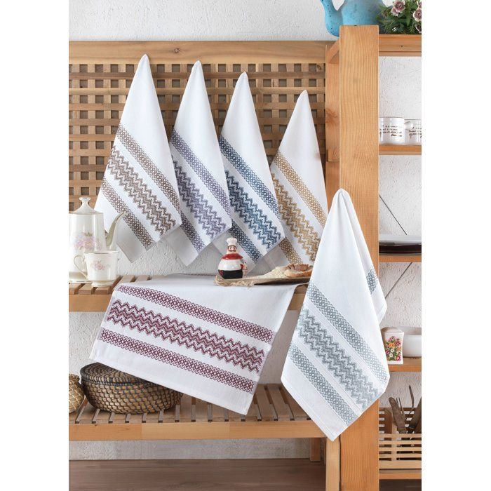 Juego de 6 toallas de baño - 40 x 60 cm - Blanco, Marrón, Amarillo, Azul, Morado, Gris