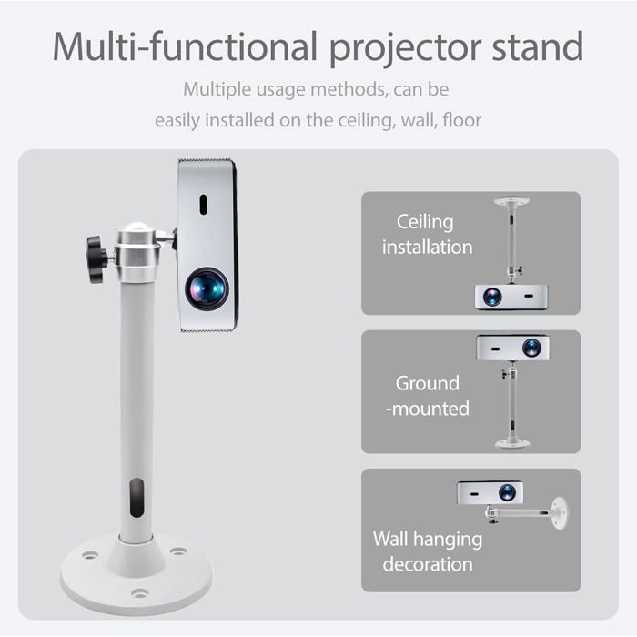 Soporte de techo para proyector ZOKKO - Aluminio resistente - Capacidad de carga de 5 kg - Inclinación de 90°
