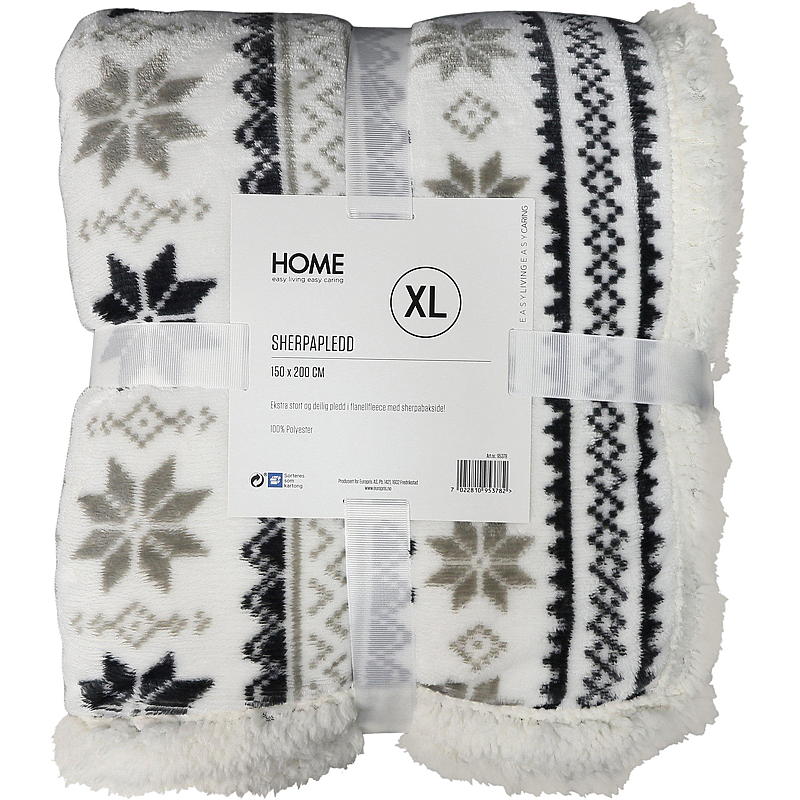 Manta Sherpa para el hogar XL 150x200 cm blanca con beige/gris