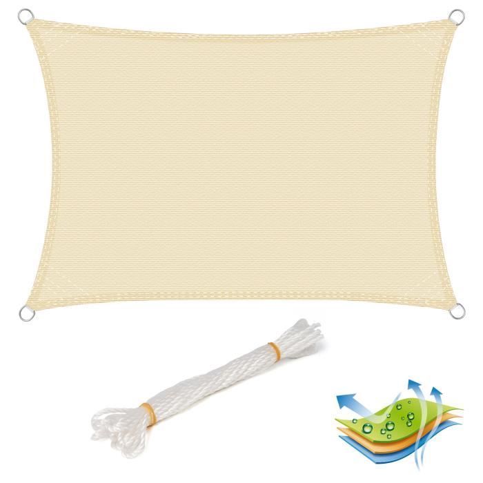 Toldo rectangular WOLTU - 3x4m - HDPE 180g/m² - Protección UV - Color crema