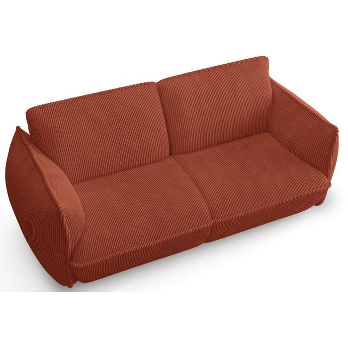 Festes Sofa – 3-Sitzer – SOFFIO – Stoff Terracotta – 220 x 98 x 83 cm