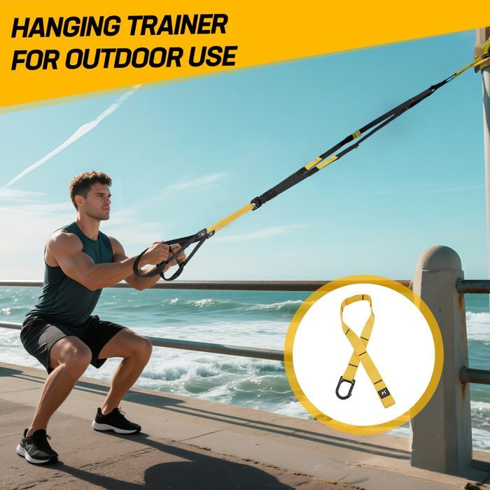 Faixa de resistência Sling Trainer com alça grande - Fixação para porta - Bolsa de transporte