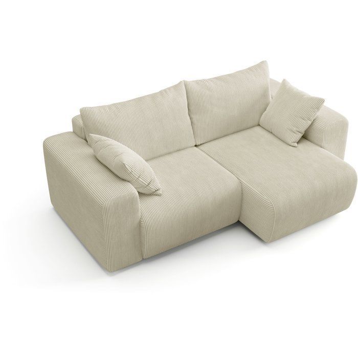 Omkeerbare hoekbank - 4-zits - BOGOTA - Crèmekleurige stof - 227 x 138 x 86 cm