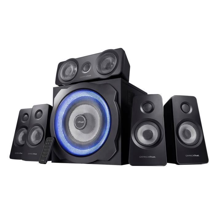 Sistema de altavoces para PC Trust GXT 658 Tytan 5.1 - 180 W RMS - Sonido envolvente inmersivo - Potente subwoofer - Control remoto