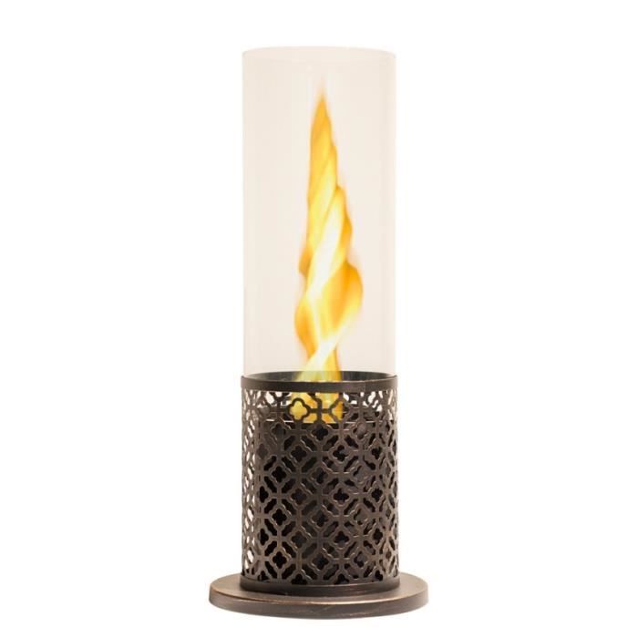 Chimenea de mesa Tolosa para interior y exterior con bioetanol y llama giratoria. - Negra