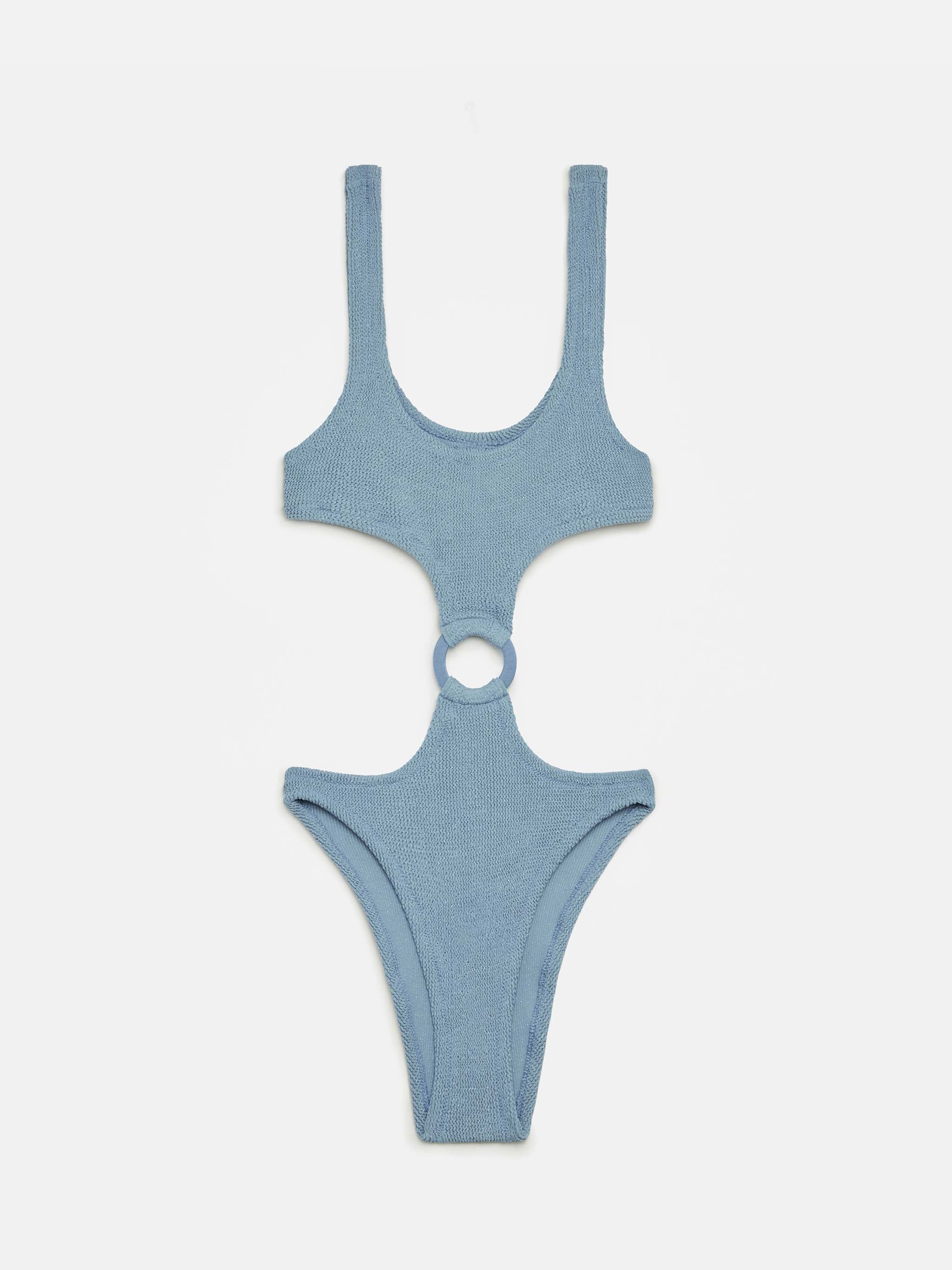 Costume intero cut-out Laurel in crinkle lurex argento