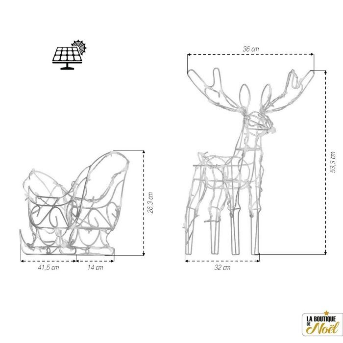 Light-up reindeer and sleigh - Solar LED