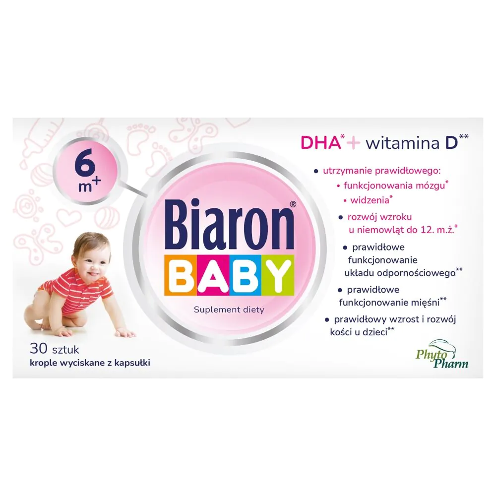 Bioaron Baby, DHA + Witamina D dla dzieci od 6. miesiąca życia, Krople wyciskane z kapsułki
