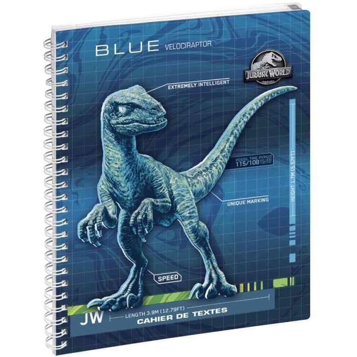 Cahier de textes - EXACOMPTA - Jurassic World Blue - 148 pages - Spirale métal - Onglets hebdomadaires