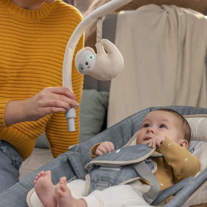 INGENUITY -Parker- Sdraietta pieghevole per neonati con massaggio addominale - Posizione fissa o a dondolo, vibrazioni, regalo per neonati