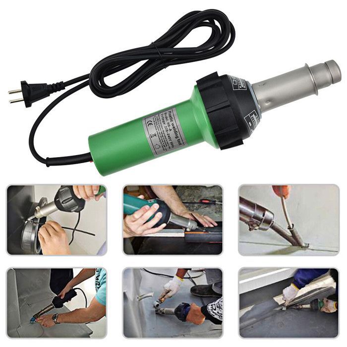 Pistola de soldadura para plásticos de 1600 W, boquilla de aire caliente de 40-600 °C, pistola de soldadura para reparación de plásticos (PVC, PP, PE).