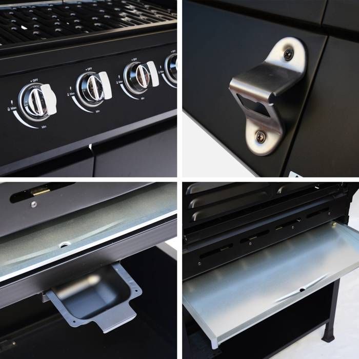 6-burner gas barbecue + 1 side burner with wheels, side shelves, thermometer and cover TREVILLE 6 WITH COVER